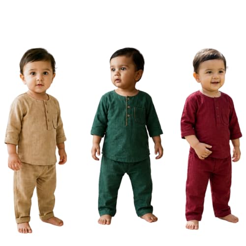 Image of Baby Boys Night Suit 3 /4 Sleeves Co-Ord Nightwear Set - Pure Cotton- Soft, Comfy & Perfect for Sleep Time