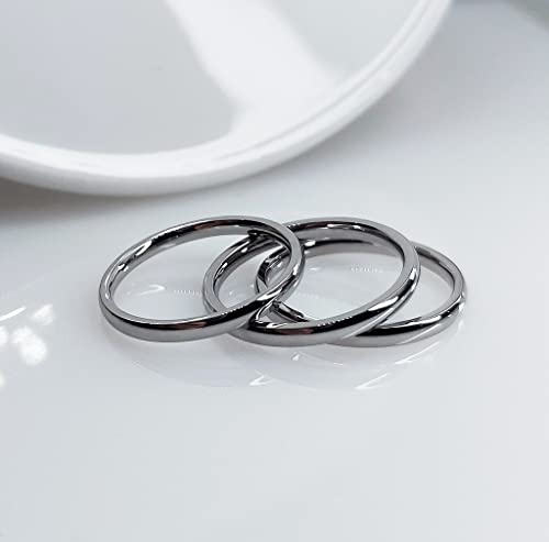 SILVERLINE JEWELRY Set of 3 Rings Stainless Steel 2mm Comfort Fit Unisex Wedding Engagement Band Stacking Ring/Silver, Gold, Rose, Blue, Black/Full and Half Sizes 5-143