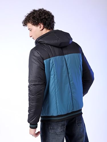 Image of The Indian Garage Co Men Regular Fit Colourblocked Bomber Jackets