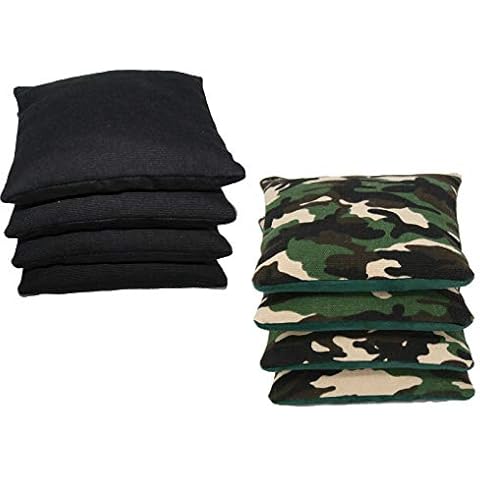 Free Donkey Sports. Pro-Style Cornhole Bags. Slick & Stick, Resin Filled. Canvas and Suede (Camo/Black) Cover