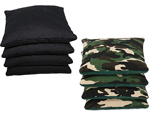 Free Donkey Sports. Pro-Style Cornhole Bags. Slick & Stick, Resin Filled. Canvas and Suede (Camo/Black)