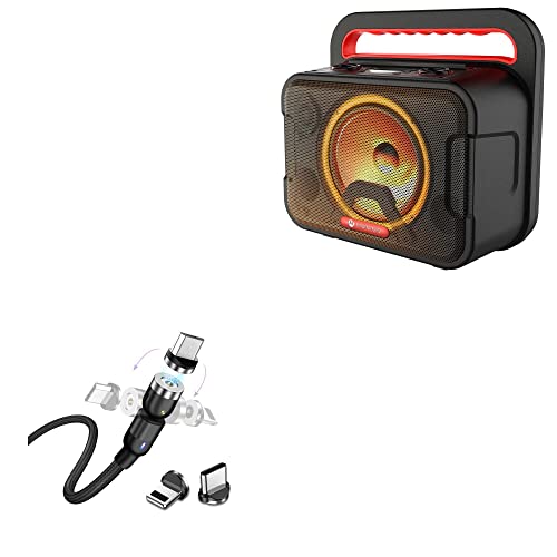 BoxWave Cable Compatible with Motorola Rokr 810 - MagnetoSnap AllCharge Cable, Magnet Charging Cable USB Type-C Micro USB - Jet Black