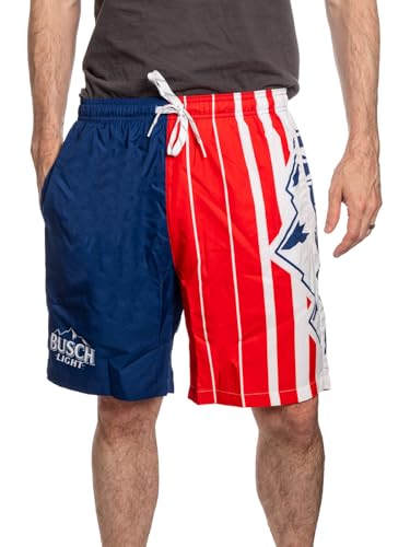 Calhoun Busch Light Men's Red, White, Blue Mountain Logo Quick-Dry Swim Trunks