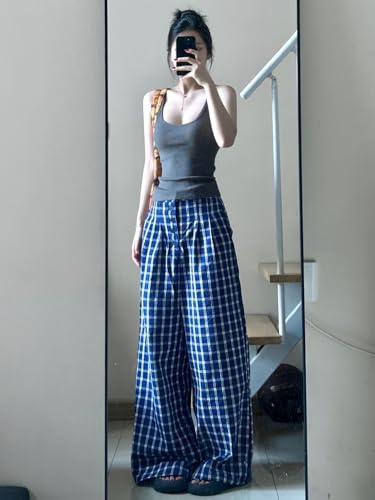 Y2k Vintage Baggy Plaid Casual Pants Woman Oversized Fashion Harajuku Japanese Style Streetwear Check Trousers2
