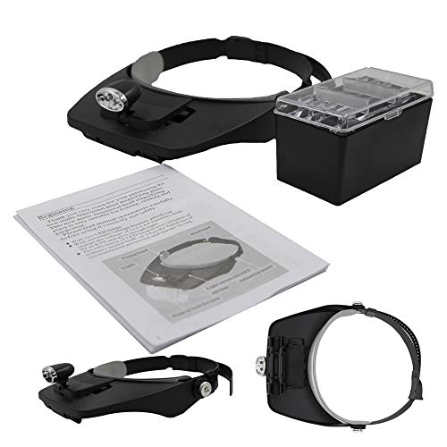 MMOBIEL Conjunto de 5 Piezas Que Incluye un Soporte Tipo Cinta de Cabeza para lupas con luz LED para...