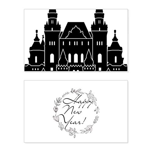 Tarjeta de año nuevo de Rusia: diseño de silueta de museo natural para decorar