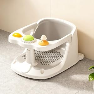 DEANIC Badewannensitz Baby ab 6 Monate - Badesitz mit Rutschfesten Saugnapfen, Netzsitz-Design zur Verhinderung von Wasseransammlung für mehr Komfort, PP und TPE Material, Grau