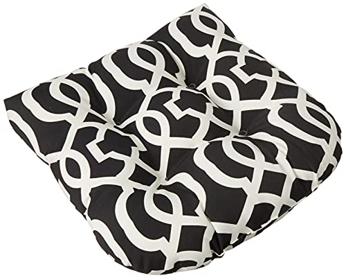 Pillow Perfect - 543413 Outdoor/Indoor New Geo Tufted Seat Cushions (Round Back), 19" X 19", Black/White, 2 Pack #TOP1