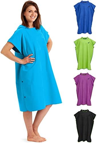 Poncho kąpielowe damskie i męskie  lekkie i kompaktowe  ponczo do surfingu, ręcznik poncho  ponczo plażowe z mikrofibry  rozmiar M, niebieski - zielony