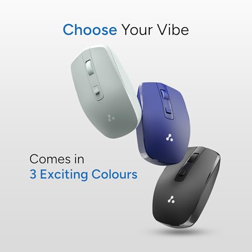 Image of Ambrane Wireless Mouse with 2.4GHz, USB Nano Dongle, Silent Click, Optical Orientation Click Wheel, 4 Buttons, 1600 Adjustable DPI, Both Hand Use, Compatible with PC, Mac, Laptop (Sliq 3, Blue)