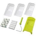 Foam Paint Roller Tray Set,4-Inch Mini Roller Cover Refills with Frame, Paint Tray, Liners, High-Density Foam Small Roller Naps, Bathtub Refinishing Sponge Roller Kit(15Pcs)