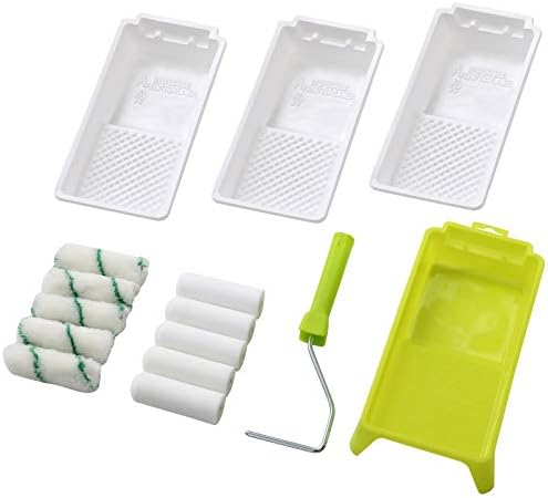 Foam Paint Roller Tray Set,4-Inch Mini Roller Cover Refills with Frame, Paint Tray, Liners, High-Density Foam Small Roller Naps, Bathtub Refinishing Sponge Roller Kit(15Pcs)