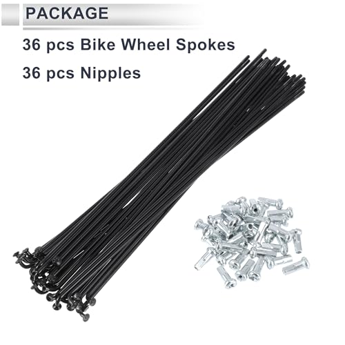 RATCHROLL 1 Set Universal Bicycle Spokes 13G 210mm Length Bike Wheel Spokes Nipple Black 45 Steel - Thumbnail 4