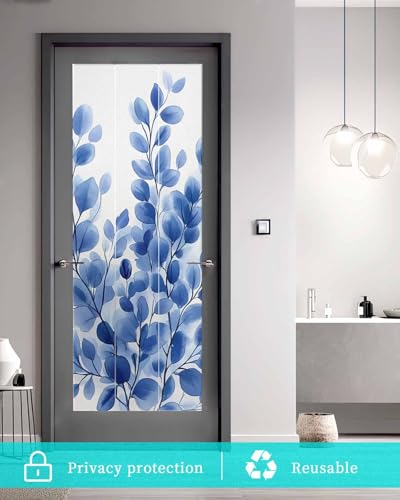 Vinilo Decorativo de Vidrio Teñido con Hojas Azules 19.6x39.3 in miniatura 6