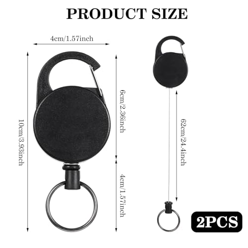 LLOUSSAK Chaveiro retrátil com fio de aço de 58 cm, chaveiro retrátil resistente, chaveiro retrátil