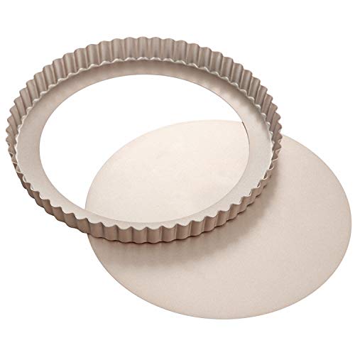 CHEFMADE 9.5-Inch Round Tart Pan with Removable Loose Bottom, Non-Stick Carbon Steel Quiche Pan for Oven Baking (Champagne Gold)