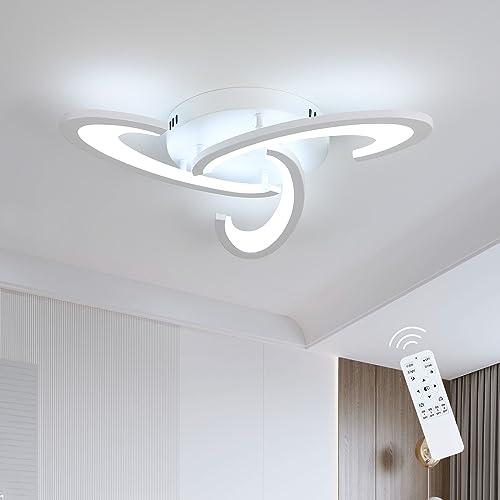 Modern Dimmable LED Ceiling Light, 30W LED Ceiling Chandelier Lighting with Remote Control, Acrylic White LED Ceiling Lamp for Hallway Bedroom Dining Room Kitchen