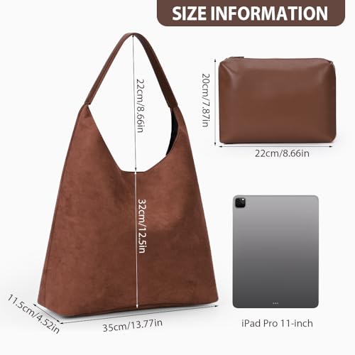 Image of YFGBCX Tote Bags for Women Work Bags Suede Slouchy Bag Hobo Handbag Office Tote Handbag