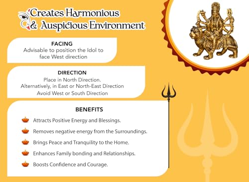 Ekhasa Durga Maa Idol Brass for Home Decor | Durga MATA Murti for Puja Room | MATA Rani Murti for Office Desk | Maa Durga Murti for Gift | Sherawali MATA Murti | Vaishno Devi Murti for Temple