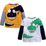 [Cousannory] 子供服 tシャツ キッズ 長袖 恐竜 カットソー ベビー服 男の子 女の子 トップス ロンT 可愛い キッズ服 ラウンドネック スウェット ジュニア トレーナー パーカー 幼児服 プルオーバー コットン 柔らか 子ども服(ホワイト,120)