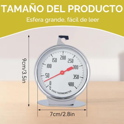 Miniatura 4 de Termómetro De Cocción Al Horno, Termómetro Analógico, Termómetro De Horno De Acero Inoxidable Para Horno O Barbacoa, Resistente A Hasta 400 C