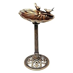 Tuin Mile® Grote Vintage Bronzen Effect Sier Vogelvogel Vogelbad Luxe Tuin Vogeltafel Tuin Ornament Twin Birds Bird Bath