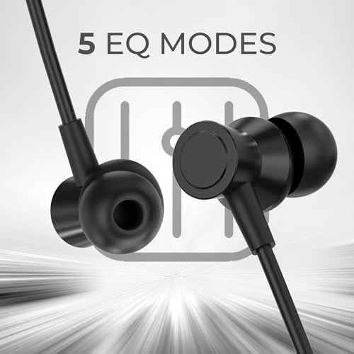 Image of RD Telinet M-15 Jolt Wireless Bluetooth Neckband Earphones, 66H Playtime, 15mm Dynamic Drivers, Bluetooth v5.3, ENC Calling, Dual Device Pairing, Fast Charging, IPX5 Water Resistant - Black