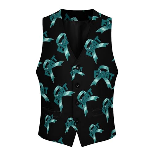 Fight Ovarian Cancer Novelty Men's Suit Vest Funny Formal Dress Vests Business Waistcoat3