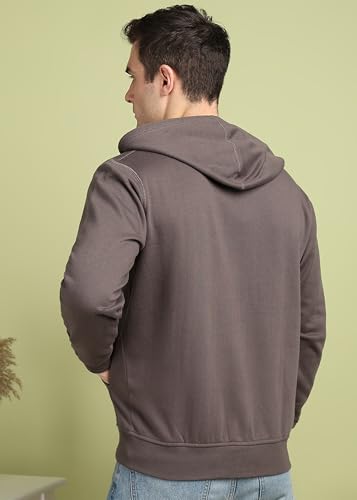 Image of Alan Jones Clothing Men's Solid Zipper Hooded Sweatshirt | Ribbed Hem, Lined Hood, Side Pockets, Durable Zip | Multiple Colors