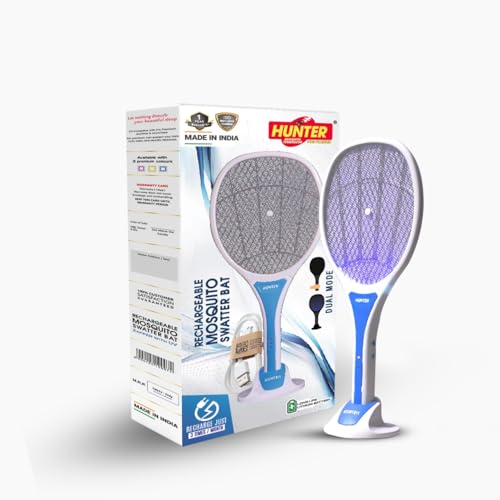 Image of Hunter Mosquito Pro Premium Bat with UV /Rechargeable Mosquito Swatter Bat /ISO 9001 Certified Zapper Racket (Pack of 01)
