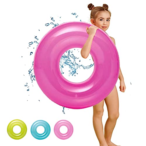 Flotadores inflables de piscina de 76 cm para niños y adultos, anillo de goma rosa intenso para natación, anillo de natación inflable, tubo de natación para piscina, fiesta de playa