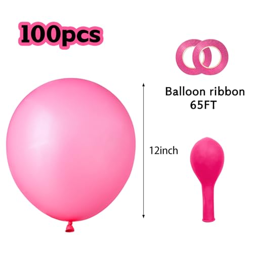 Image of Pink Balloons 100 pcs 12 Inch Matte Pink Balloon for Baby Shower Valentine's Day Princess Bachelorette Birthday Party Decorations