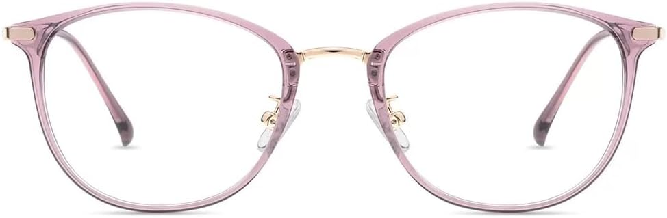 Firmoo Blue Light Blocking Reading Glasses, Anti Eye Strain Reduce Faigue,Vintage Round Readers Purple Clear Eyewear Frame for Women/Men(1.00, Purple-Clear)