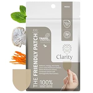 The Friendly Patch – Clarity Mushroom Patches with Lion’s Mane Mushroom, Reishi, Cordyceps & Ashwagandha – Nootropic Energy, Memory, Focus for Women and Men 8 Pack