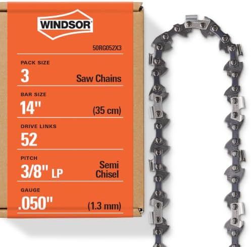 Windsor Chainsaw Chain for 14" Bar, 3/8" LP, .050" Gauge, 52 Drive Links