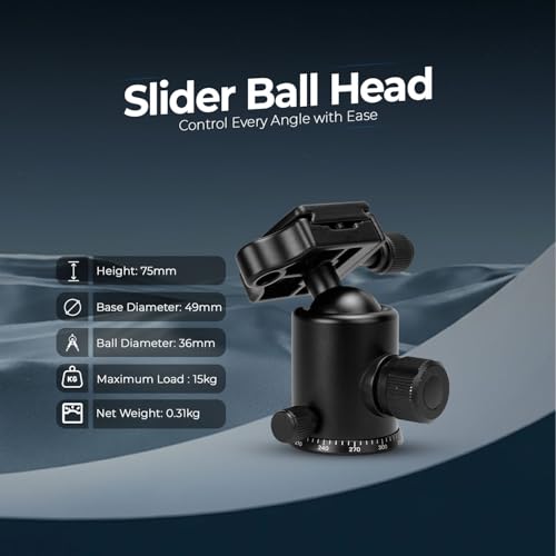 Buy HIFFIN®Professional Metal 360 Degree Rotating Panoramic Ball Head with 1/4 inch Quick Release Plate and Bubble Level,up to 17.6pounds/8kilograms,for Tripod,Monopod,Slider,DSLR Camera,Camcorder Online at Low Prices in India - Amazon.in - Image 4