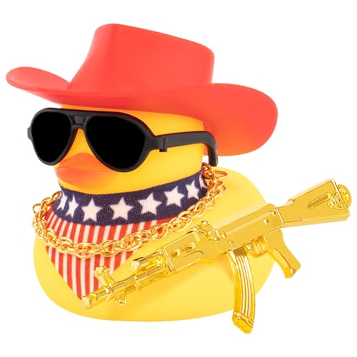 wonuu Rubber Duck Car Ornaments, Horizontal Red White Blue