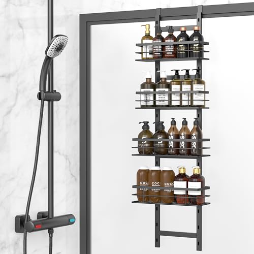 Balabuki 4 Tier Shower Caddy Hanging Over Glass Door Over The Door Shower Organizer