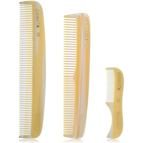 Giorgio Beard Combs Set - Handmade Ivory Beard Comb Kit For Beard And Mustache Grooming - Includes Fine Tooth Pocket Straightening Comb + Fine And Wide Tooth Dresser Comb + Fine Teeth Mustache Comb #TOP6