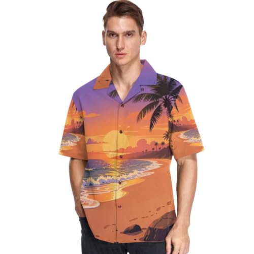Chemise hawaïenne manches courtes GuoChe haut de gamme motif océan paradis tropical