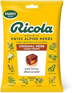 Ricola Original Natural Herb Cough Suppressant Throat Drops, 50 Drops, Fights Coughs Naturally, Soothes Throats, Naturally Soothing Relief (Count Size May Vary)