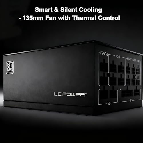 LC-POWER Platinum Pro LC1000P2-V3.1 1000 Watt Alimentatore PC ATX 3.1 con 80 Plus Platinum, 12VHPWR, Ventola da 135mm Silenziosa, 10 Anni di Garanzia - Alimentatore - Immagine 4