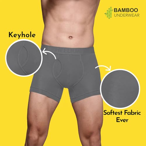 Image of HEELIUM Bamboo Trunks for Men with Keyhole Fly | 3X Softer Than Cotton for All-Day Freshness | Soft & Durable Waistband | Easy Access Underwear for Ultimate Comfort
