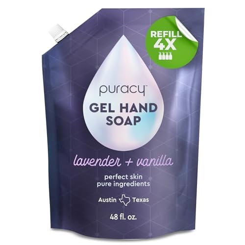 Puracy Organic Hand Soap, Professional Hand Washers We’ve All Become, Moisturizing Natural Gel Hand Wash Soap, Liquid Hand Soap Refills for Soft Skin (Refill Lavender & Vanilla, 48 Ounce)