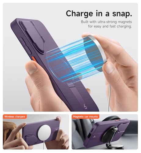 Image of SURITCH for Samsung Galaxy S25+ Plus Phone Case, Magnetic Shockproof Protective Cover with Camera Cover & Adjustable Metal Kickstand for Galaxy S25+ Plus(2025)-Dark Purple