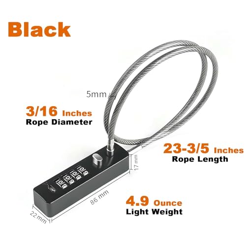 Tcyoatoa TCY-LOCK-01 Cable Locks With Combination, 23-3/5 Inch Length Steel Cable Rope 4-Digit Combination Lock With Resettable Code For Bikes thumb #4