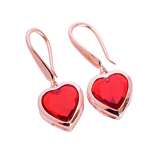 Boucles d'oreilles quartz rose cœur pour parure de mariage chic