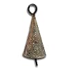 One Dozen Cone shaped Vintage Indian Tin Bells Rustic Chime with Metal Striker Tin Cow Bells for Crafts Anniversary Cattle Party Favors Wall Art Orchard Garden Art 2 inch high Gold Tone