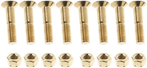 Pegciuho 8pcs Replacement Standard Skateboard Hardware Screws Nut Flat Head - Golden — view 6