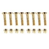 TRENDYNEST® 8 Pieces Skateboard 25Mm Truck Bolts Screws with Nuts Set Hardware - Golden | Outdoor Sports | Skateboarding & Longboarding | Skateboard Parts | Risers & Hardware